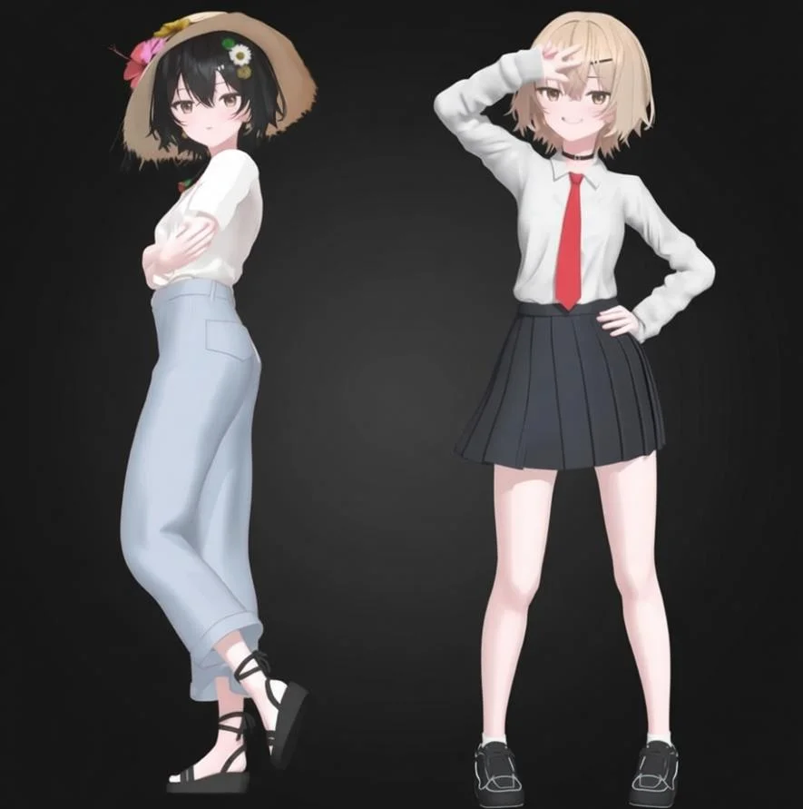 【模型】二次元美少女素体 服装 绑定 三渲二 作者Jump! Jun
