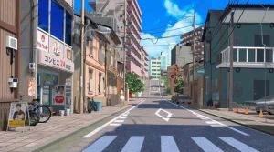 日式街道二次元风格化场景