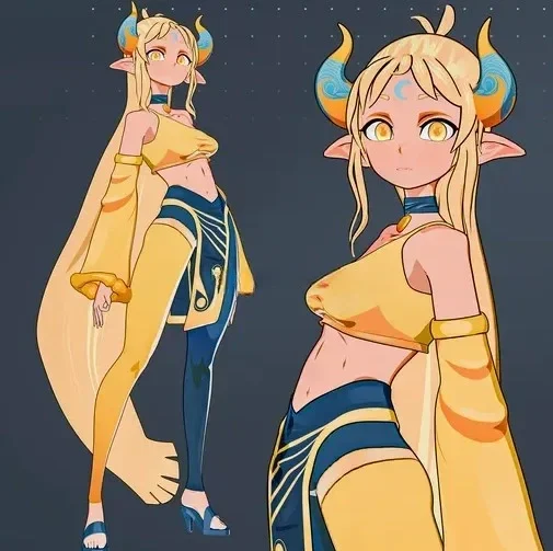 动漫 金发精灵 幻想女孩纵Blender三渲二模型