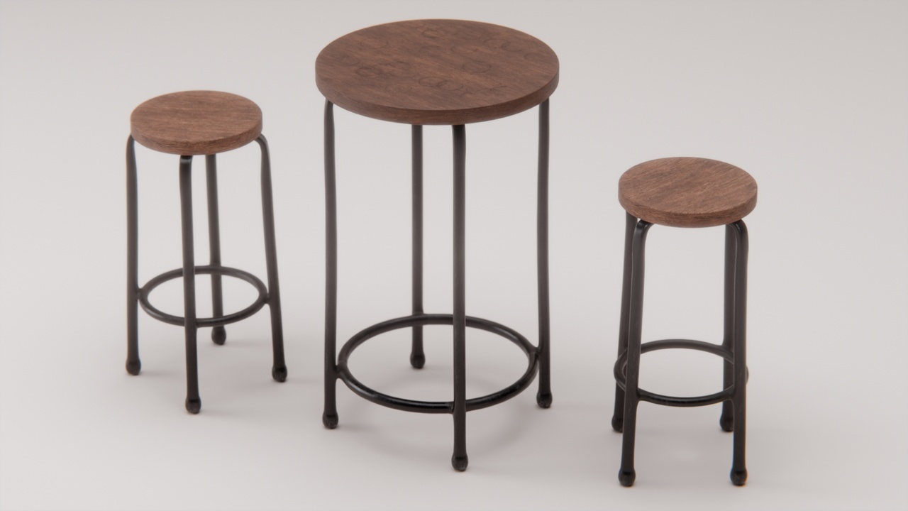 Cafe Table and Stools【咖啡桌和凳子】