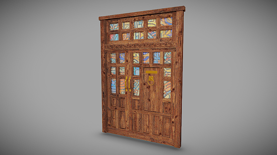 Interactive Entrance Door with Stained Glass – SonuDoor (PBR)【带彩色玻璃的互动门 – SonuDoor (PBR)】