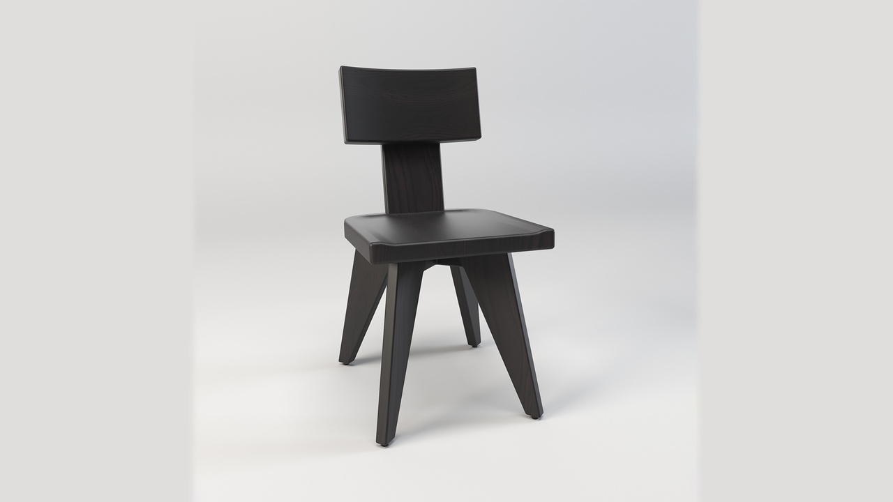 Black Wooden Dining Chair 3D Model【黑色木制餐椅3D模型】