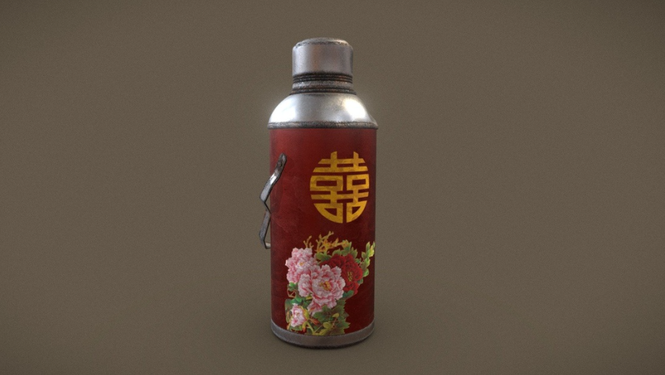 Elegant Double Happiness Chinese Wedding Thermos – Red Peony Edition【精致的双喜中国婚礼保温杯 – 红牡丹版】