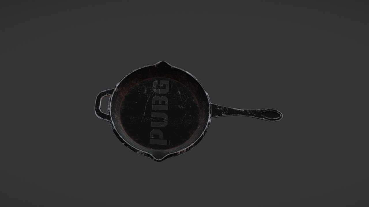 Cast Iron Frying Pan – Game Ready 3D Model【铸铁煎锅 – 游戏就绪3D模型】