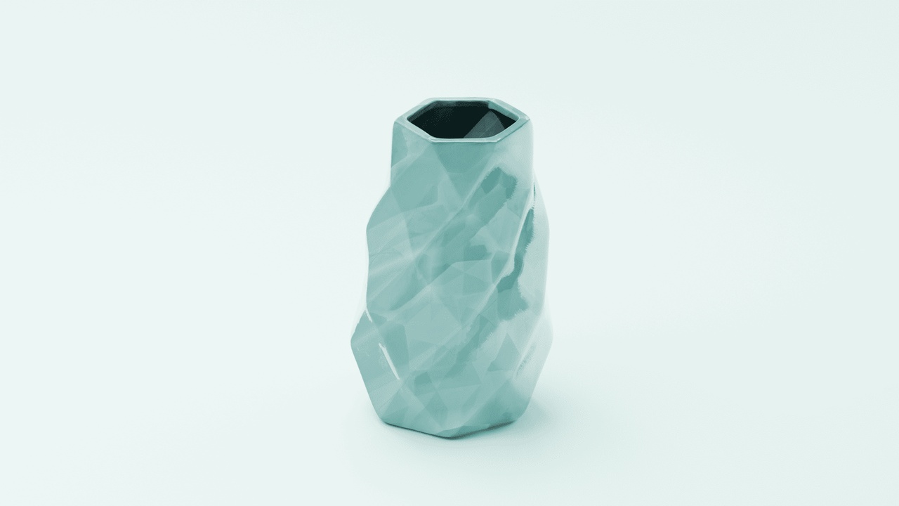 Faceted Aqua Modern Vase【切面水蓝色现代花瓶】