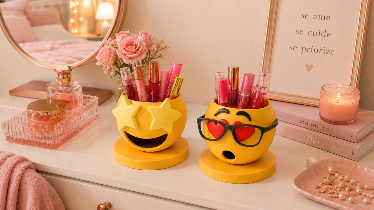Emoji lipgloss organizer makeup holder【表情符号唇彩整理器化妆收纳盒】