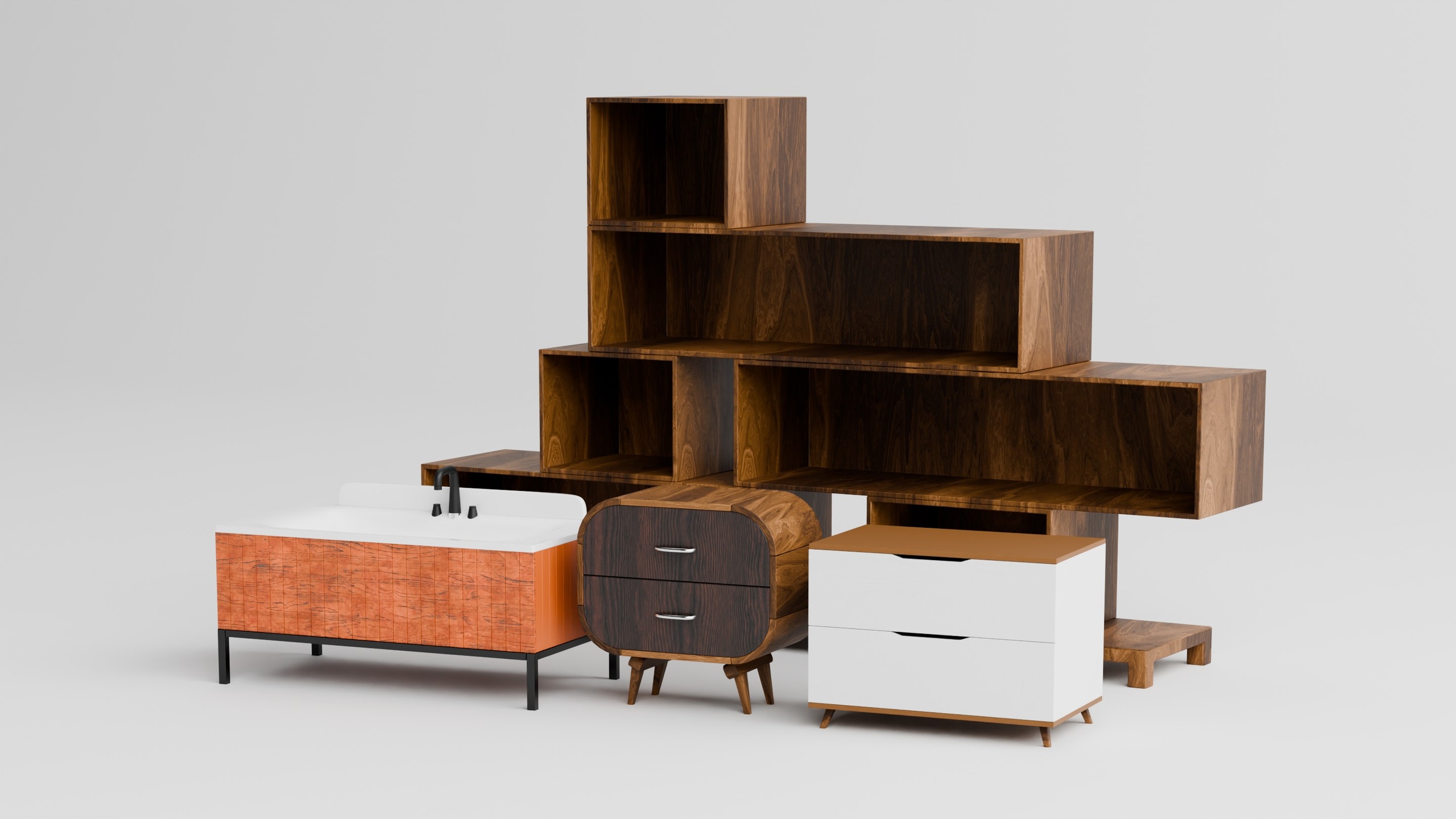 Modular Wooden Storage & Cabinet Pack【模块化木质收纳柜套装】