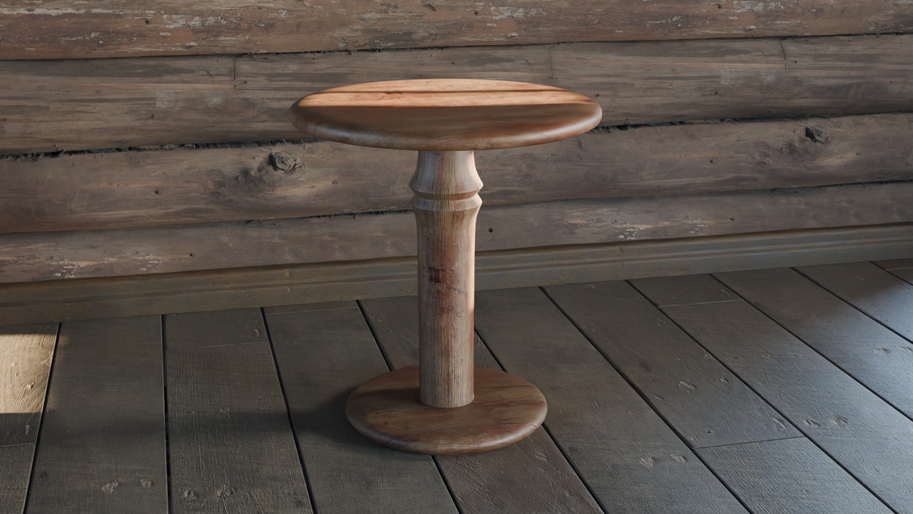 Rustic Round Side Table – Country Wooden Furniture【乡村风格圆形边桌 – 乡村木质家具】