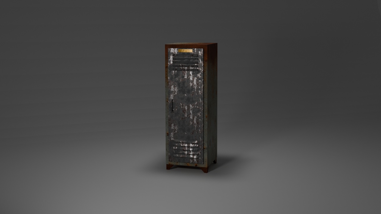 Old Rusty Metal Locker – Game Ready Low Poly Hiding Spot【生锈的老旧金属储物柜 – 游戏专用低多边形隐藏点】