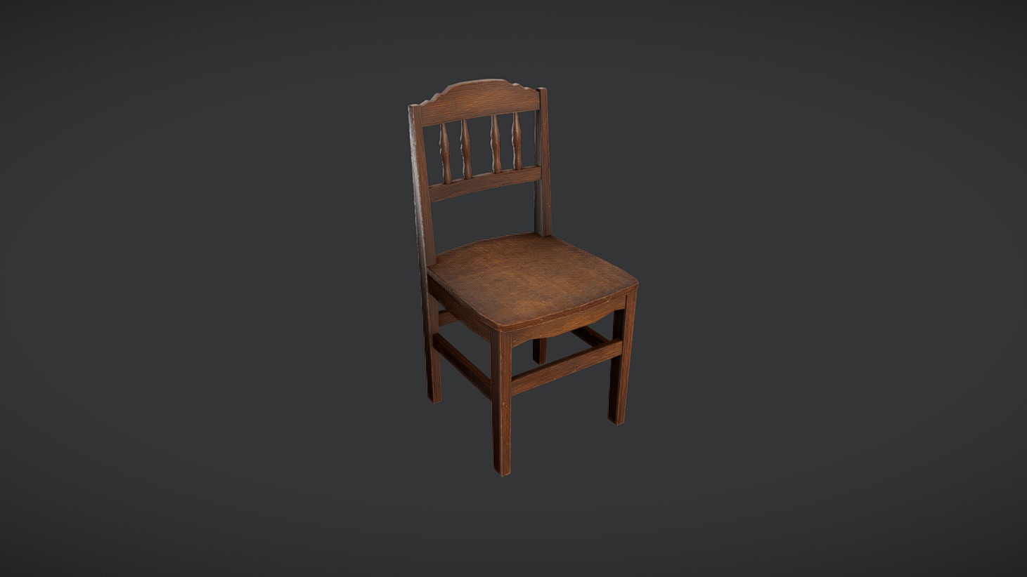 Old Wooden Chair Low-poly PBR【低多边形PBR材质的老木椅】