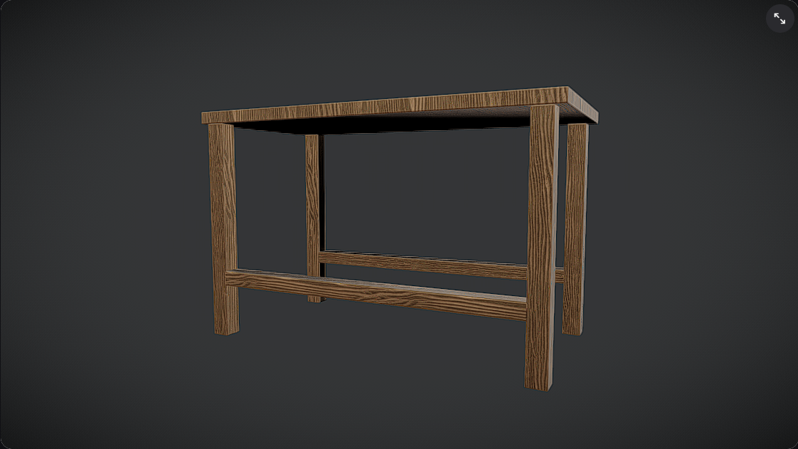Rustic Old Wooden Table 3D Model【乡村风格旧木桌3D模型】
