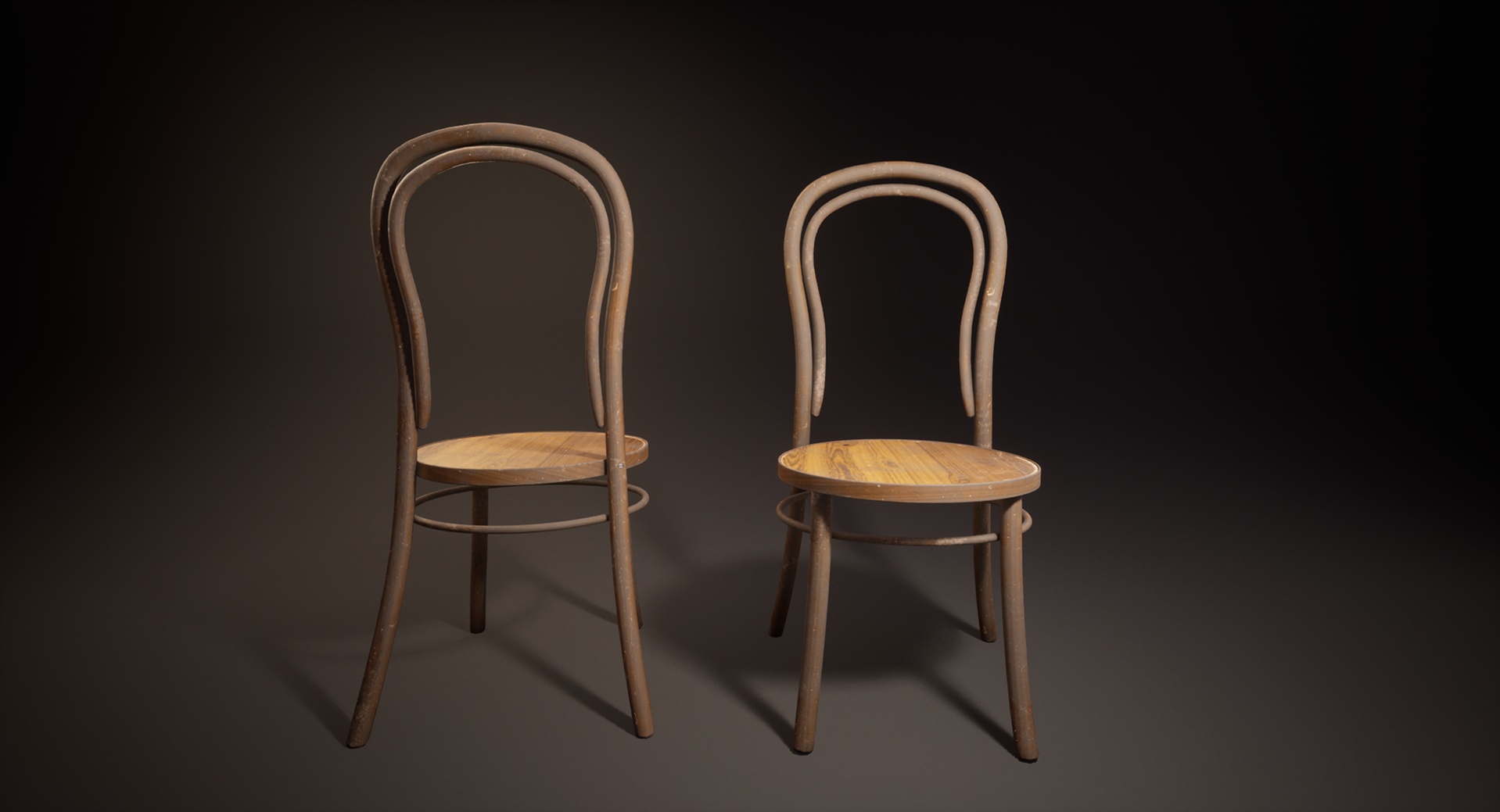 Set of two old wooden chairs【两把旧木椅】