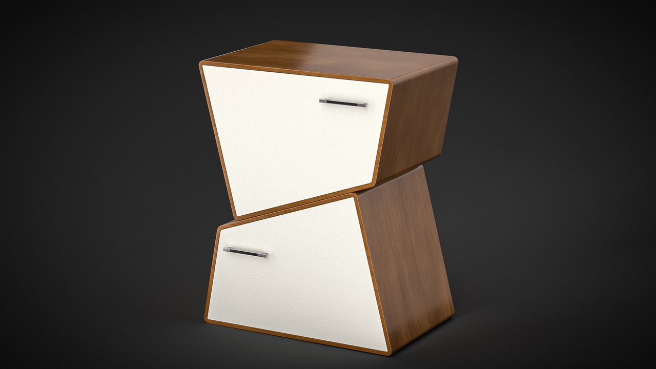 Modern Twisted Wooden Drawer – Stylish Asymmetric Cabinet 3D Model【现代扭曲木质抽屉——时尚不对称橱柜3D模型】