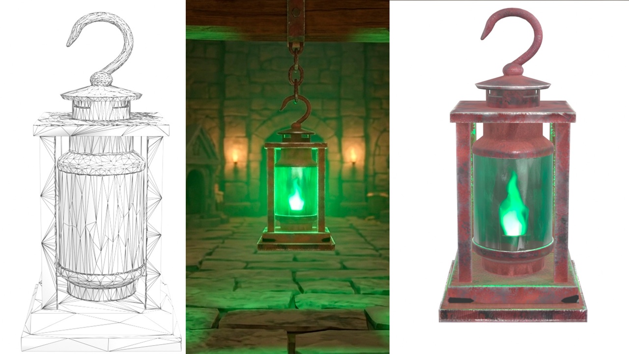 Rusty Magic Ghost Lantern Low Poly Game Ready PBR【生锈的魔法鬼灯笼低多边形游戏就绪PBR】